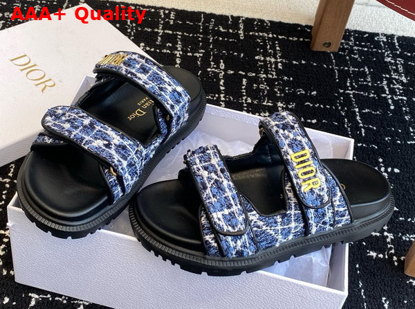 Dioract Slide Denim Blue Cannage Tweed Replica