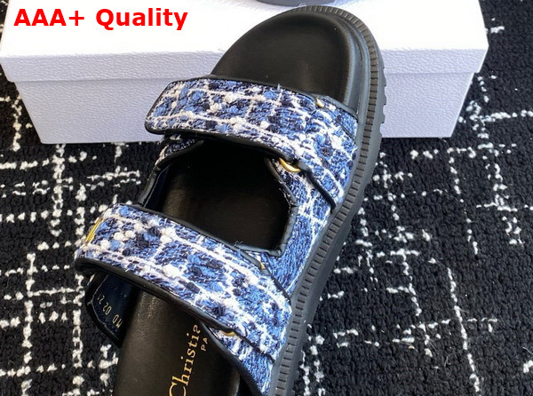 Dioract Slide Denim Blue Cannage Tweed Replica