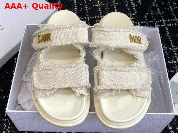 Dioract Slide Ecru Fringed Cotton Canvas Replica