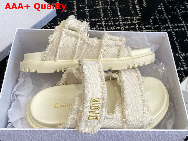 Dioract Slide Ecru Fringed Cotton Canvas Replica