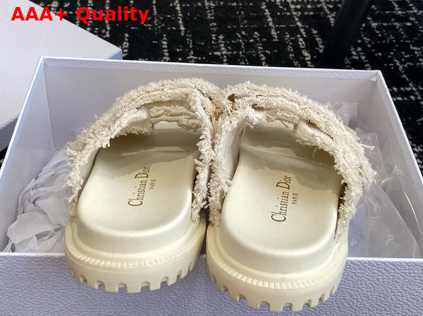 Dioract Slide Ecru Fringed Cotton Canvas Replica
