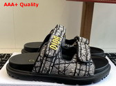 Dioract Slide White and Black Cannage Tweed Replica