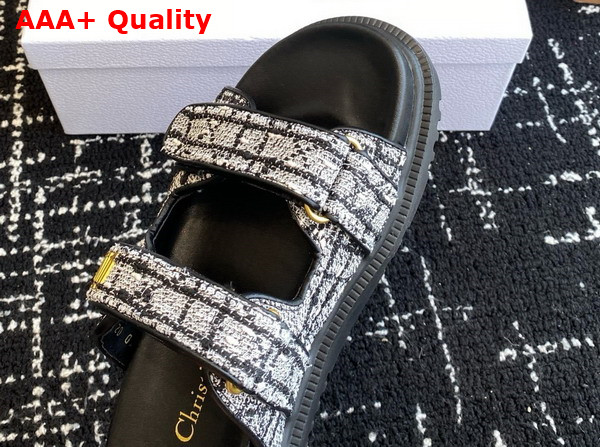 Dioract Slide White and Black Cannage Tweed Replica