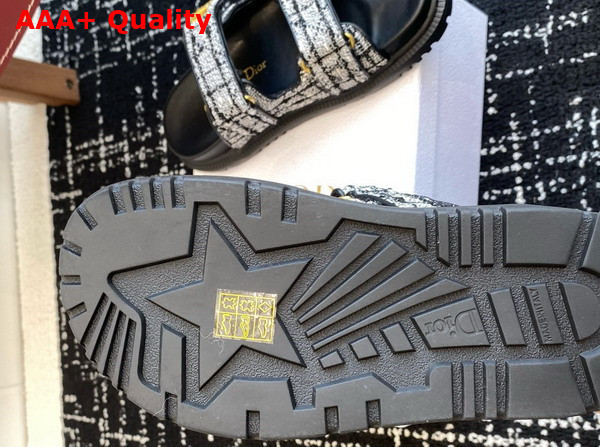 Dioract Slide White and Black Cannage Tweed Replica