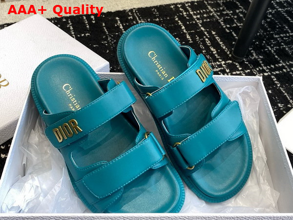 Dioract Slide in Peacock Blue Lambskin Replica