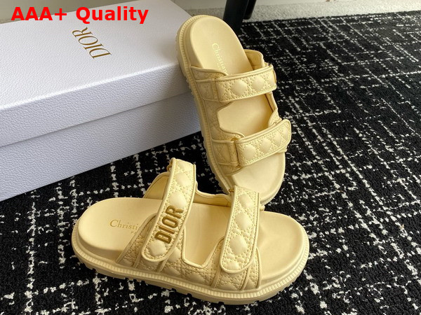 Dioract Slide in Yellow Quilted Cannage Calfskin Replica