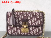 Dioraddict Bag in Burgundy Dior Oblique Jacquard Canvas Replica