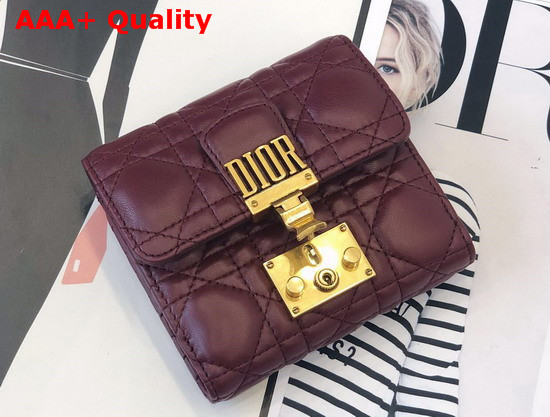 Dioraddict Mini Wallet in Amaranth Coloured Cannage Lambskin Replica