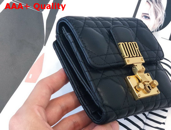 Dioraddict Mini Wallet in Black Cannage Lambskin Replica