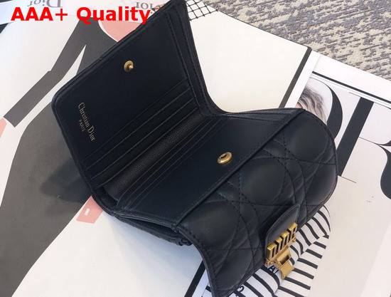 Dioraddict Mini Wallet in Black Cannage Lambskin Replica