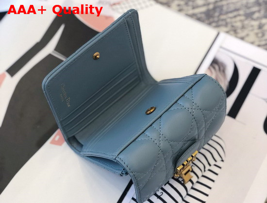 Dioraddict Mini Wallet in Blue Cannage Lambskin Replica