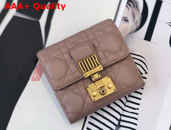 Dioraddict Mini Wallet in Nude Cannage Lambskin Replica