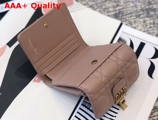 Dioraddict Mini Wallet in Nude Cannage Lambskin Replica
