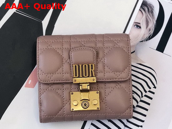 Dioraddict Mini Wallet in Nude Cannage Lambskin Replica