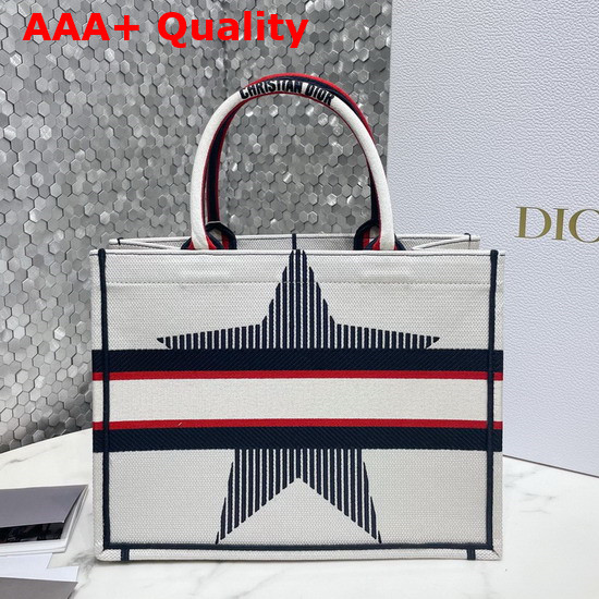 Dioralps Small Dior Book Tote White Three Tone Embroidery Replica