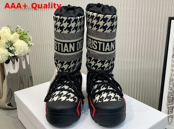 Dioralps Snow Boot Black and White Houndstooth Nylon Replica