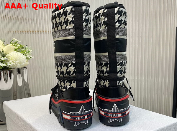 Dioralps Snow Boot Black and White Houndstooth Nylon Replica