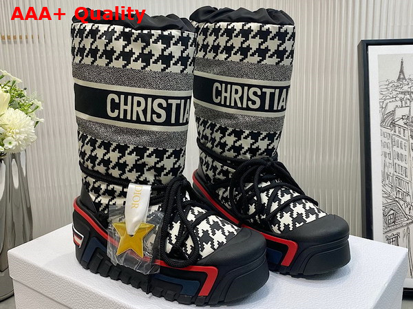 Dioralps Snow Boot Black and White Houndstooth Nylon Replica