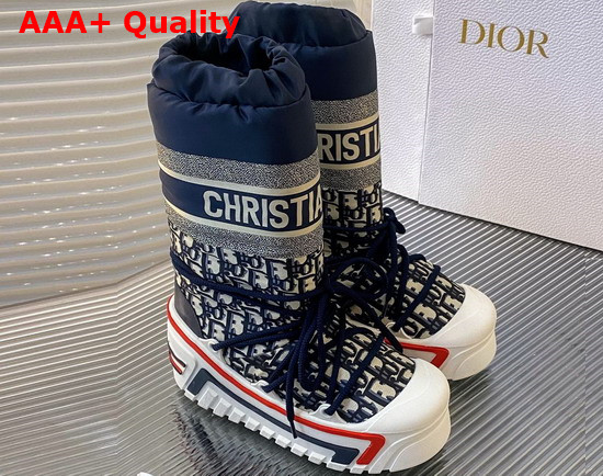 Dioralps Snow Boot Deep Blue Dior Oblique Shiny Nylon Replica