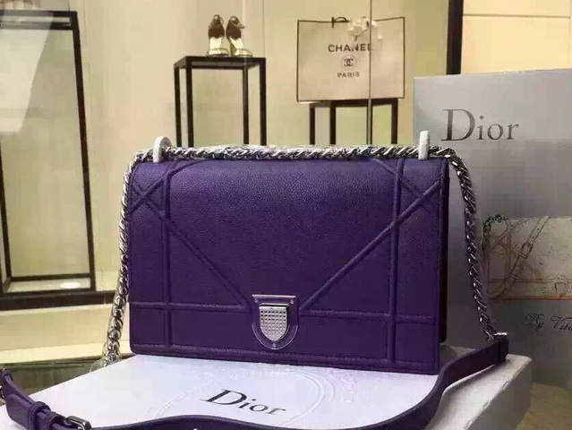 Diorama Bag In Purple Grained Calfskin for Sale