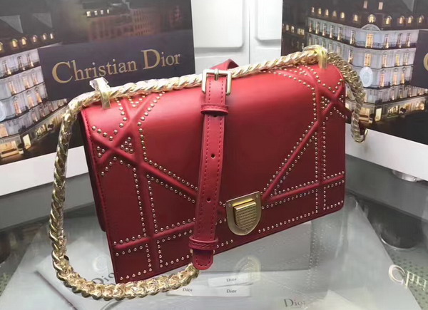 Diorama Bag in Red Studded Lambskin For Sale