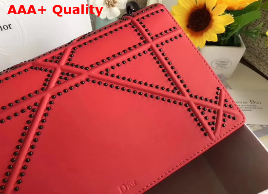 Diorama Bag in Red Studded Matt Calfskin with Archicannage Motif Replica