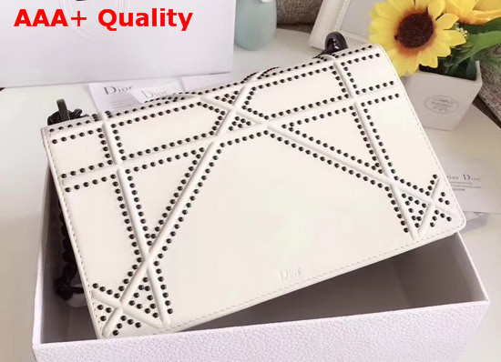 Diorama Bag in White Studded Matt Calfskin with Archicannage Motif Replica