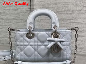 Dioramour Lady D Joy Micro Bag in Ice Blue Cannage Lambskin with Leather Bow Replica