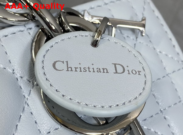 Dioramour Lady D Joy Micro Bag in Ice Blue Cannage Lambskin with Leather Bow Replica