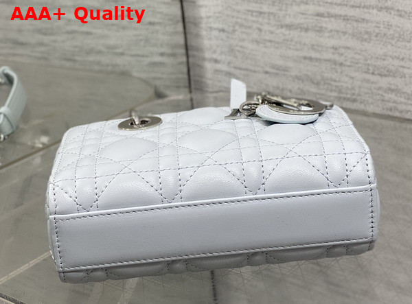 Dioramour Lady D Joy Micro Bag in Ice Blue Cannage Lambskin with Leather Bow Replica