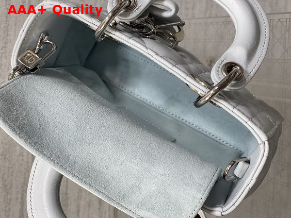 Dioramour Lady D Joy Micro Bag in Ice Blue Cannage Lambskin with Leather Bow Replica