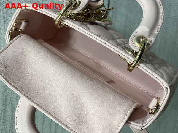 Dioramour Lady D Joy Micro Bag in Sakura Pink Cannage Lambskin with Leather Bow Replica