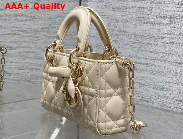 Dioramour Lady D Joy Micro Bag in Trench Cannage Lambskin with Leather Bow Replica