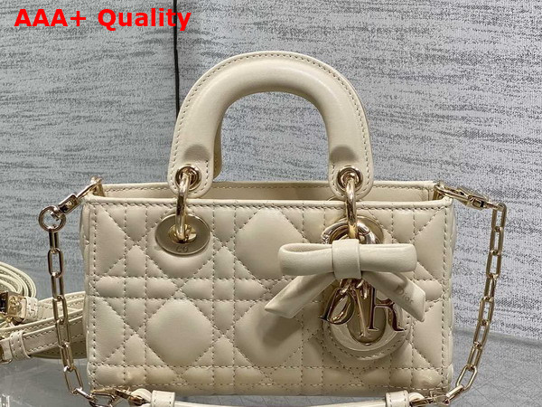 Dioramour Lady D Joy Micro Bag in Trench Cannage Lambskin with Leather Bow Replica