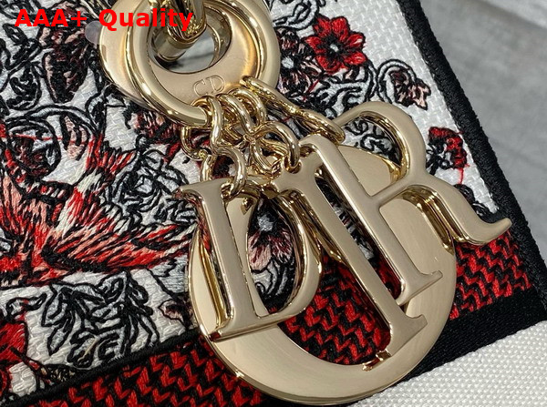 Dioramour Medium Lady D Lite Bag White Embroidery with Multicolor Coeur des Curiosites Motif Replica