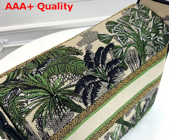 Diorcamp Canvas Messenger Bag Embroidered with a Leaf Green Toile De Jouy Tropicalia Motif Replica