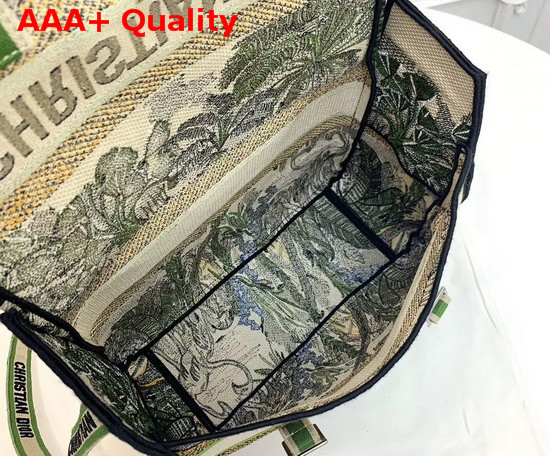 Diorcamp Canvas Messenger Bag Embroidered with a Leaf Green Toile De Jouy Tropicalia Motif Replica