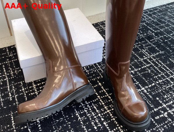 Diorebel Boot in Brown Brushed Calfskin Replica