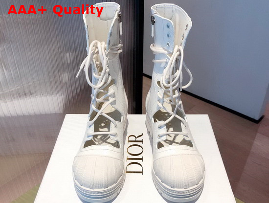 Dioriron Ankle Boot White Brushed Calfskin Replica