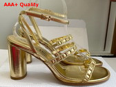 Diorissime Heeled Sandal in Gold Tone Laminated Lambskin and Silver Tone Strass Replica