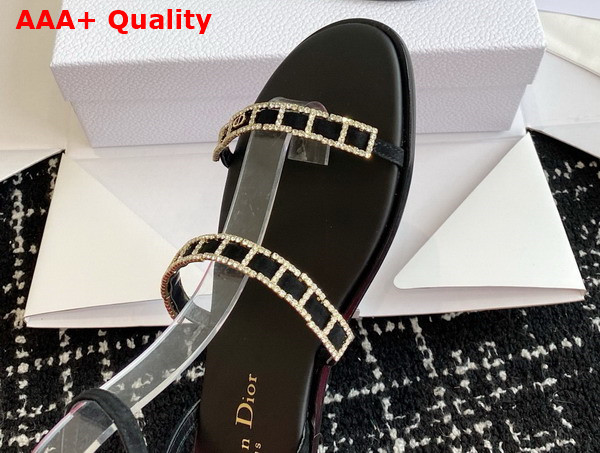 Diorissime Sandal in Black Suede Goatskin and Silver Tone Strass Replica