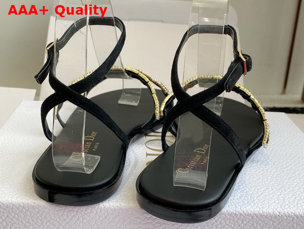 Diorissime Sandal in Black Suede Goatskin and Silver Tone Strass Replica