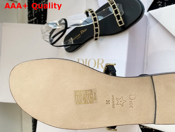 Diorissime Sandal in Black Suede Goatskin and Silver Tone Strass Replica