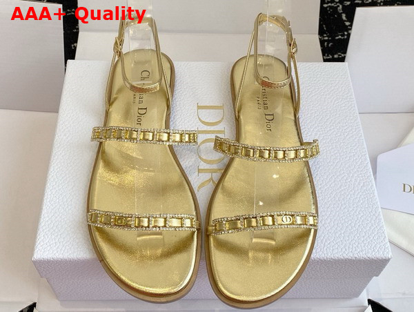 Diorissime Sandal in Gold Tone Laminated Lambskin and Silver Tone Strass Replica