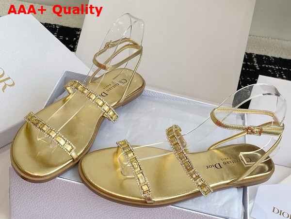 Diorissime Sandal in Gold Tone Laminated Lambskin and Silver Tone Strass Replica