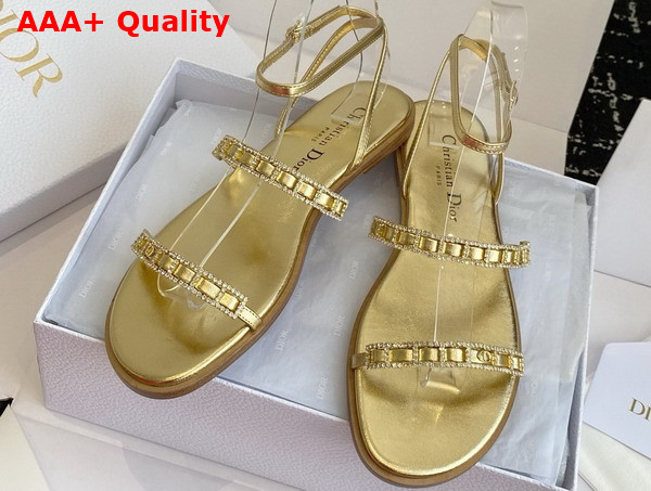 Diorissime Sandal in Gold Tone Laminated Lambskin and Silver Tone Strass Replica