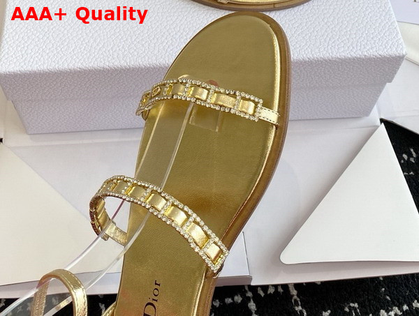 Diorissime Sandal in Gold Tone Laminated Lambskin and Silver Tone Strass Replica