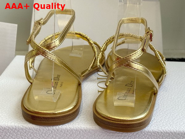 Diorissime Sandal in Gold Tone Laminated Lambskin and Silver Tone Strass Replica