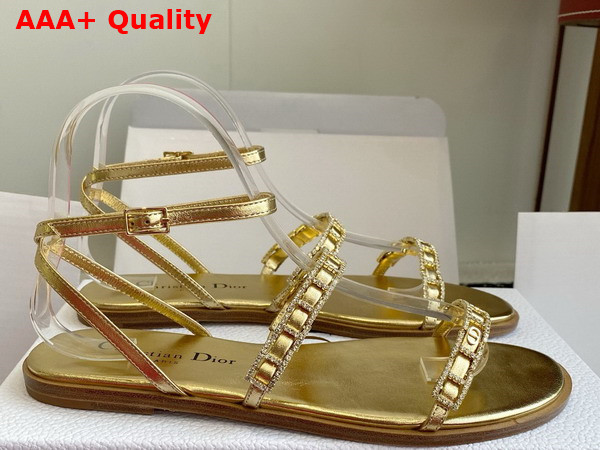Diorissime Sandal in Gold Tone Laminated Lambskin and Silver Tone Strass Replica