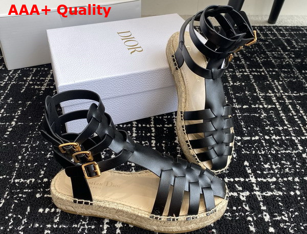 Dioriviera Dior Marine Sandal in Black Calfskin Replica
